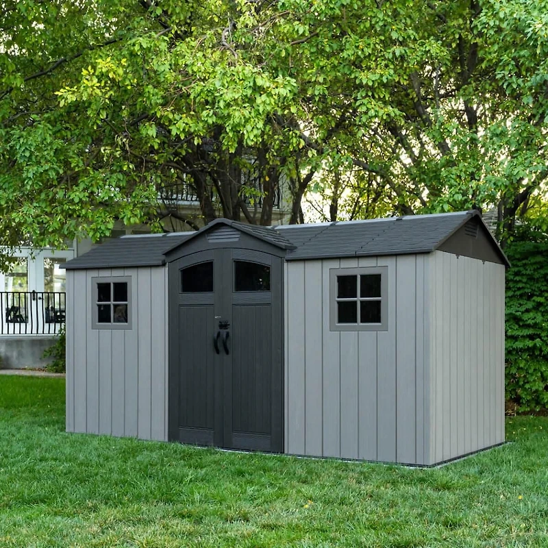 Lifetime 14.5 Ft x 7 Ft Side Entry Outdoor Storage Shed - Durable, Weather-Resistant Shed for Garden, Tools, and Equipment