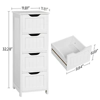 FullFurnique Wooden Freestanding Bathroom Floor Cabinet with 4 Drawers, White