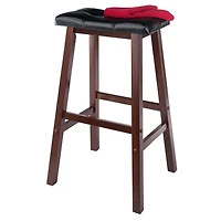 Winsome Mona Cushion Saddle Seat Bar Stool, Black & Walnut - 94069