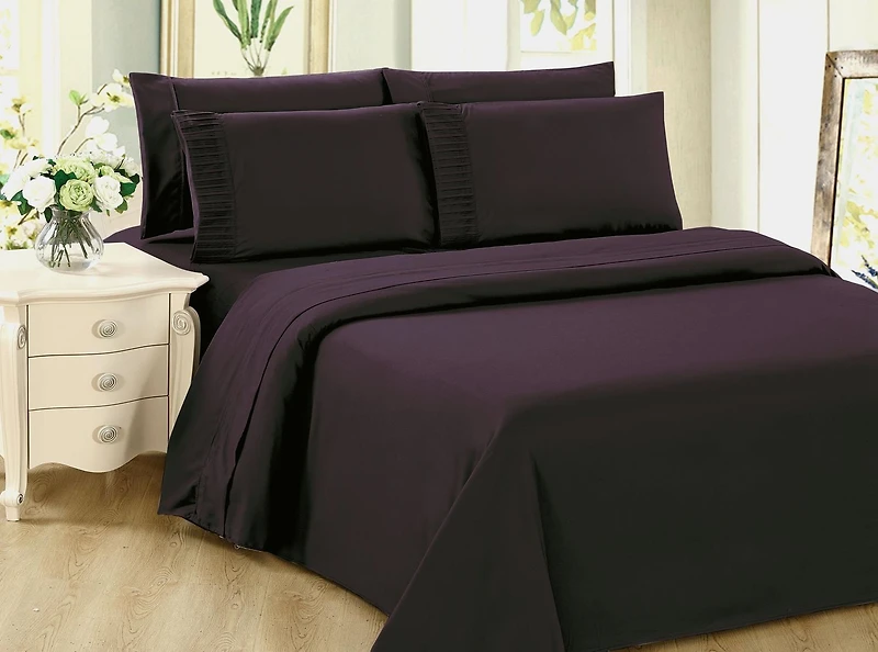 Literie toutes saisons Marina Décoration, ultra douce, soyeuse et zippée, en rayonne de bambou, couleur aubergine