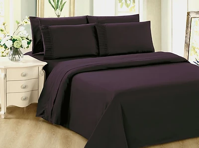 Marina Decoration Ultra Soft Silky Zipper Solid Rayon from Bamboo All Season Duvet Cover Set, Eggplant Color