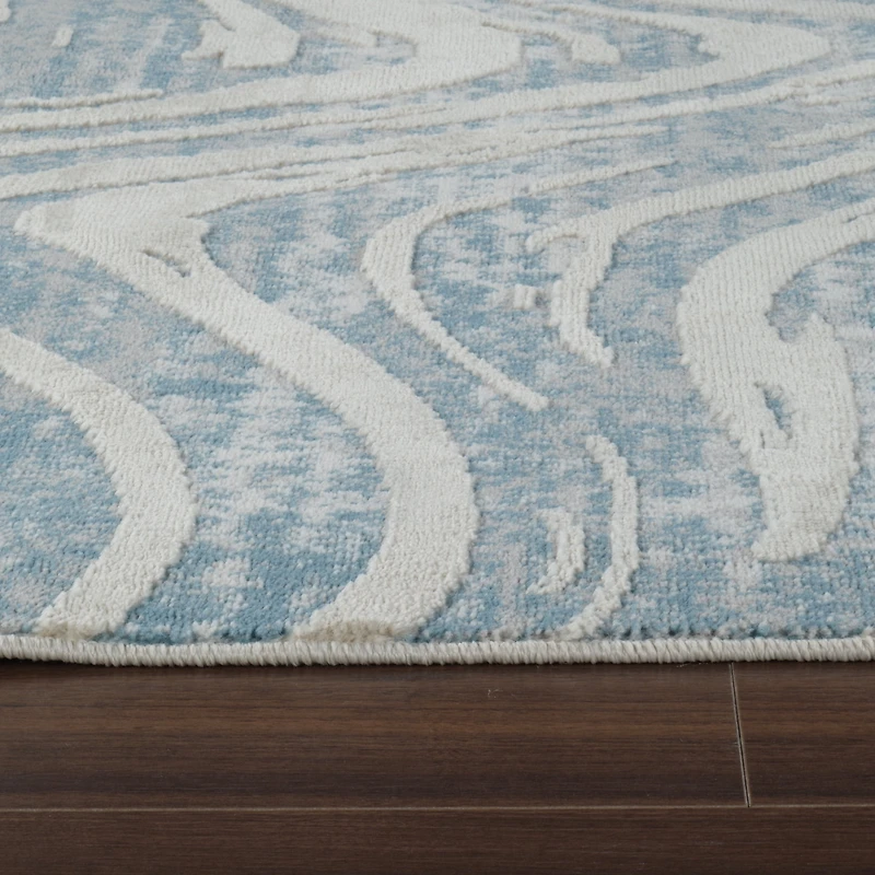 Rug Branch Nomad Abstract Indoor Area Rug, Blue Beige, Coastal - Living Room, Bedroom, Dining Room, and Kitchen
