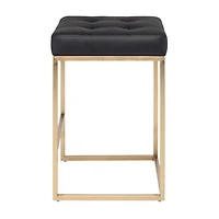 Tabouret de bar moderne et luxueux – Design élégant sans dossier avec pieds dorés brillants, siège rembourré, mélange parfait de style et de confort pour les cuisines et les bars