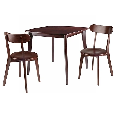 Winsome Pauline 3-Pc Set Table with Chairs, Walnut Finish