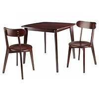 Winsome Pauline 3-Pc Set Table with Chairs, Walnut Finish