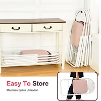 Homy Casa Folding Chair Set of 4 - Premium Upholstery Padded Folding Chairs 4 Packs with Sturdy Metal Frame, Brown Suede/ Pink Fabric/ Grey Fabric