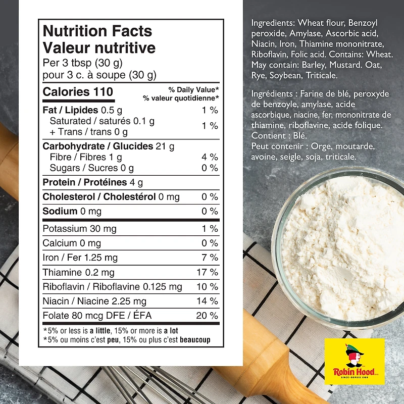 Robin Hood Original All Purpose Flour, Made with 100% Canadian Wheat, 2.5kg, 2.5 Kg