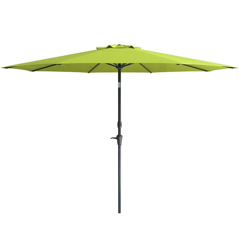 Parasol de jardin rond inclinable et résistant au vent CorLiving de 3 m avec manivelle et cadre en aluminium et acier