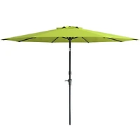 Parasol de jardin rond inclinable et résistant au vent CorLiving de 3 m avec manivelle et cadre en aluminium et acier