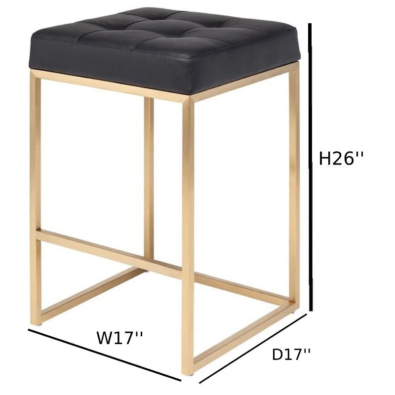 Tabouret de bar moderne et luxueux – Design élégant sans dossier avec pieds dorés brillants, siège rembourré, mélange parfait de style et de confort pour les cuisines et les bars
