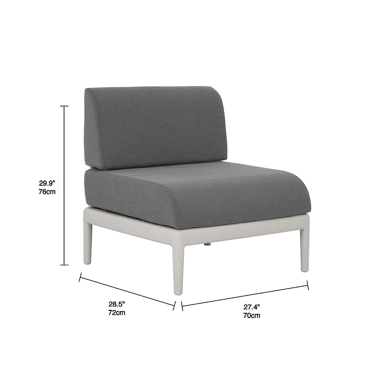 Chaise modulaire sans accoudoirs Leaf de la Collection Plus de Patioflare, gris