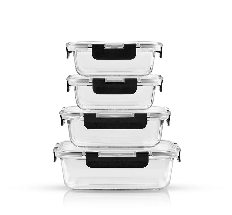 JoyFul by JoyJolt 24 Piece Glass Storage Containers with Leakproof Lids Set - Black