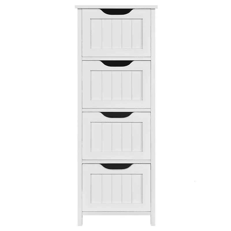 FullFurnique Wooden Freestanding Bathroom Floor Cabinet with 4 Drawers, White