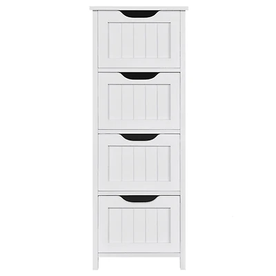 FullFurnique Wooden Freestanding Bathroom Floor Cabinet with 4 Drawers, White