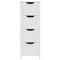 FullFurnique Wooden Freestanding Bathroom Floor Cabinet with 4 Drawers, White