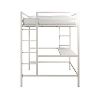 Novogratz Maxwell Metal Full Loft Bed with Desk & Shelves