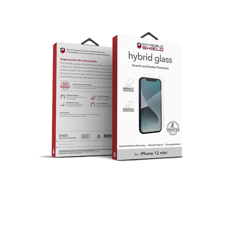 Zagg InvisibleShield Hybrid Glass for Apple iPhone 12 mini, Compatible to iPhone 12 mini