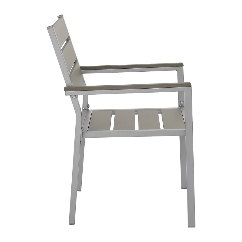 Ensemble de salle à manger de patio CorLiving Gallant 3 pièces en aluminium argenté et polybois taupe avec table carrée