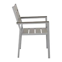 Ensemble de salle à manger de patio CorLiving Gallant 3 pièces en aluminium argenté et polybois taupe avec table carrée