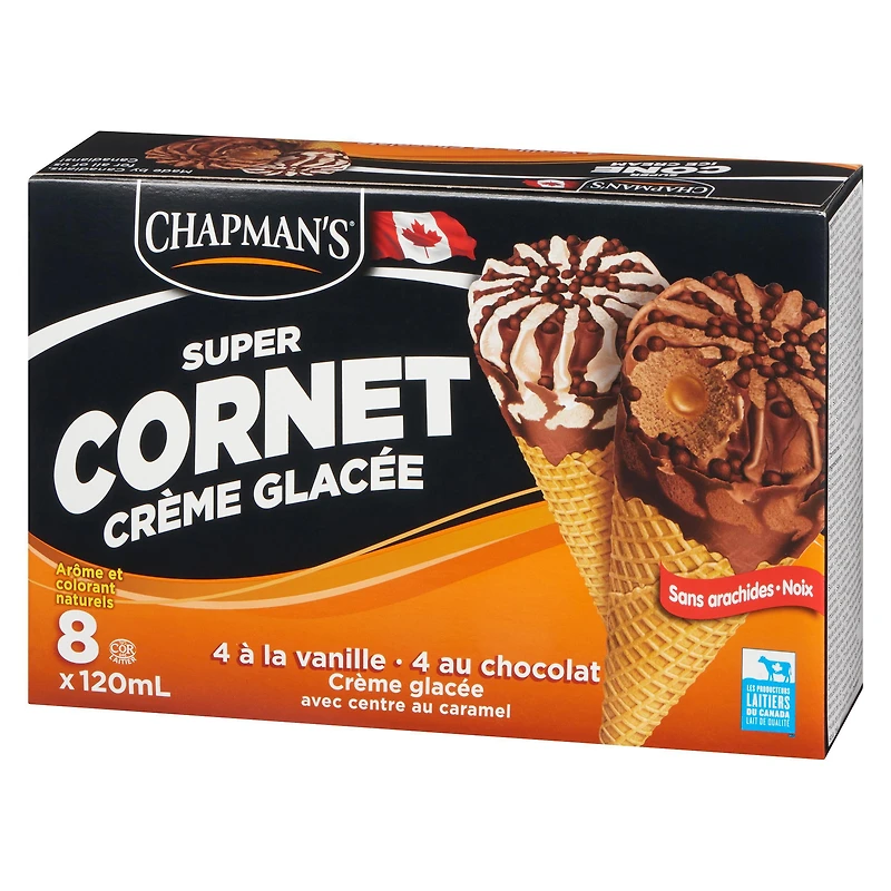 Chapman's Super Caramel Centre Ice Cream Cone in a Box, 8 x 120mL