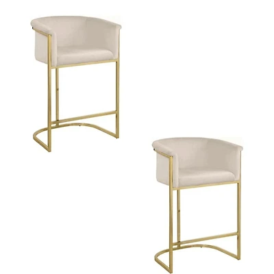 Tabouret Kanye Velvet en velours et acier dans une finition or brossé LOT DE 2