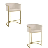 Tabouret Kanye Velvet en velours et acier dans une finition or brossé LOT DE 2