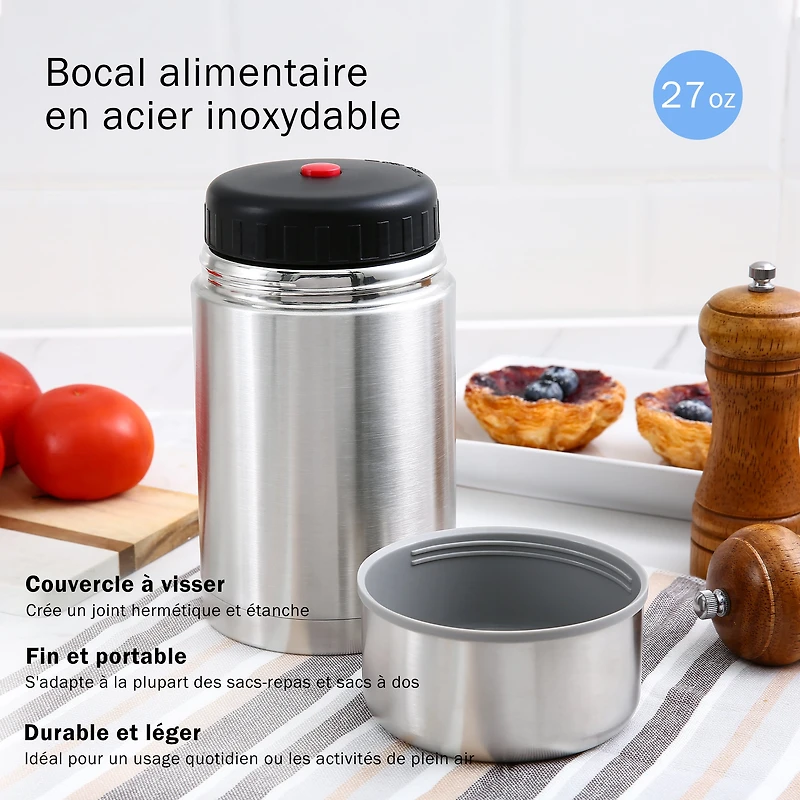 Bocal Alimentaire Mainstays en Acier Inoxydable, 800 ml