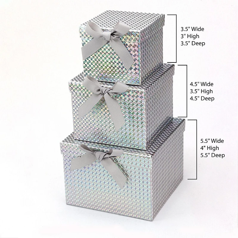 Boites Cadeaux Noel, Argent, 3 pcs