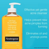 Neutrogena Oil-Free Acne Wash, Facial Cleanser with 2% Salicylic Acid Acne Treatment, Daily Oil-Free Acne Face Wash for Acne-Prone Skin with Salicylic Acid, 269 mL