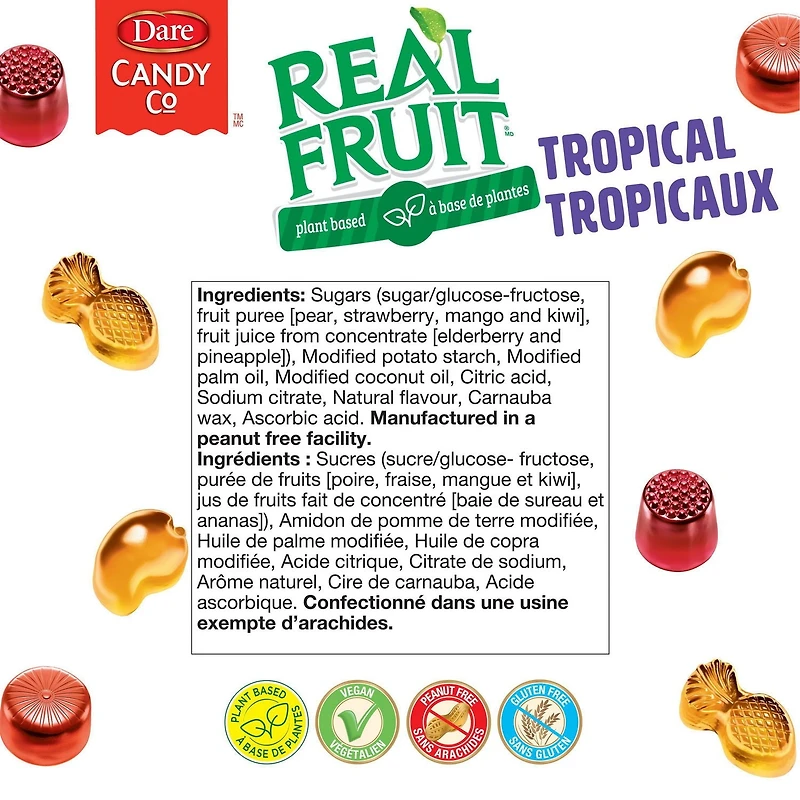 REALFRUIT Gelées tropicales Bonbons, Dare Real Fruit 350g