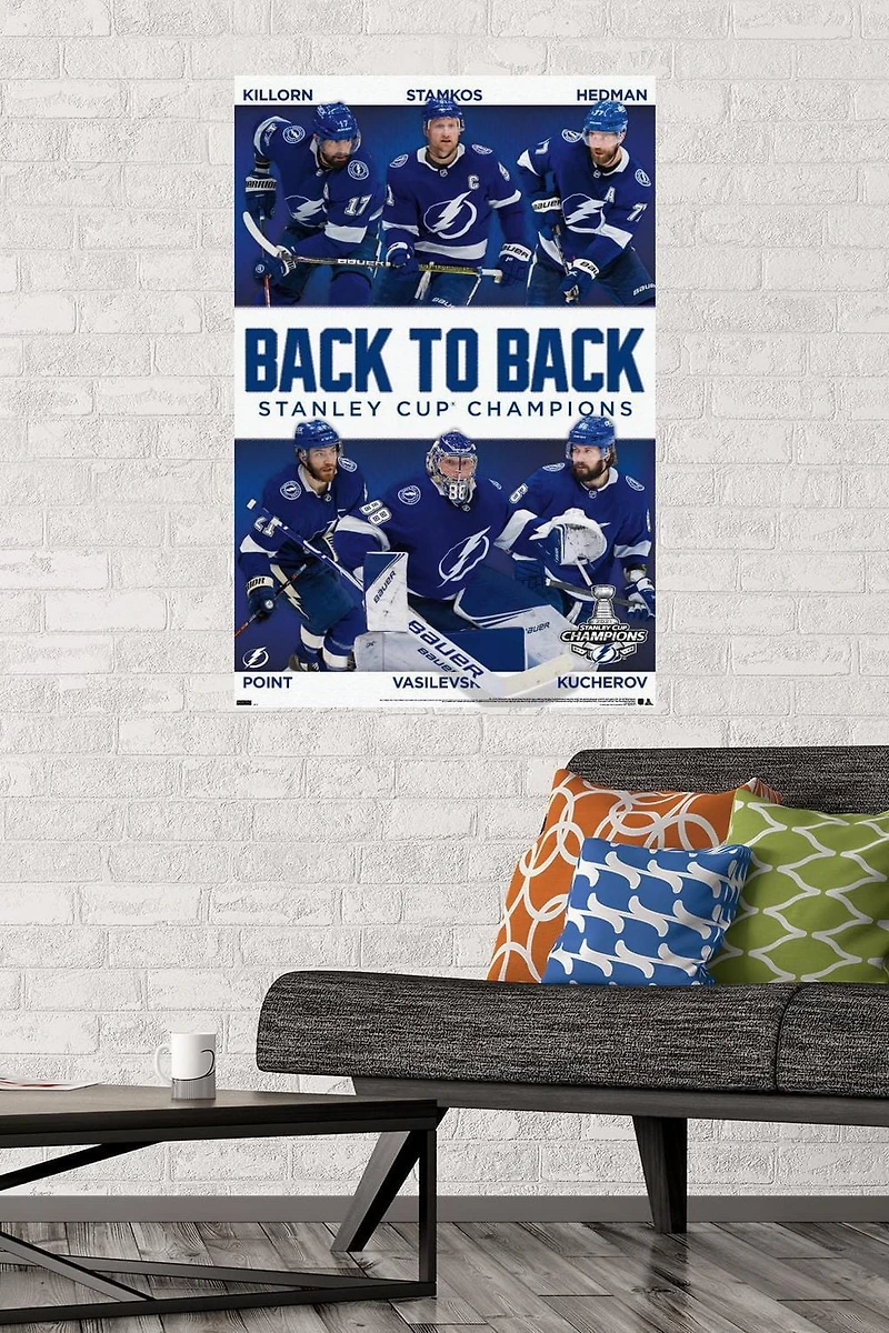 NHL Tampa Bay Lightning - 2021 NHL Stanley Cup Champions Wall Poster, 22.375" x 34" Framed
