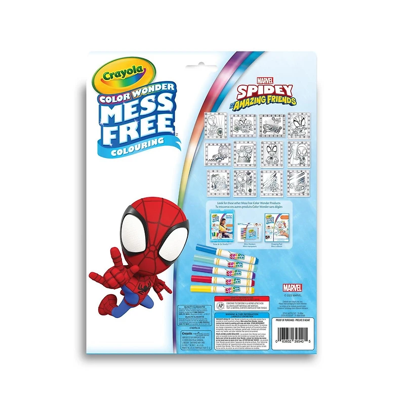 Crayola Color Wonder Mess-Free Metallic Paper & Markers Kit, Spidey & Friends, Mess-free colouring
