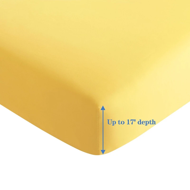 Literie Marina Decoration, 600 fils/cm², ultra douce, à poches profondes, en coton percale à fibres longues, toutes saisons, couleur jaune