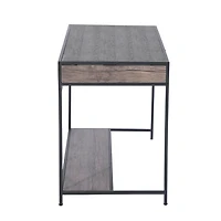 Homylin Home Office Computer Desk with Drawer, Retro Style 43" Wooden Writing Desk, Laptop Study Table Workstation, Stable Metal Frame, Rustic Dark Brown
