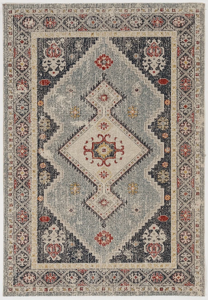 Tapis Grand Zéro Marle ivoire & bleu de 5 pi x 7 pi 6 po