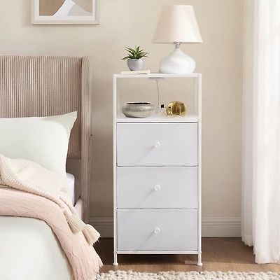Mainstays 3 Drawer Fabric Nightstand with USB
