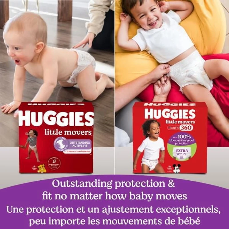 Huggies Little Movers HuggFit 360° Baby Diapers with 360° Waistband, Size 3 (16-28 lbs), 26 Count