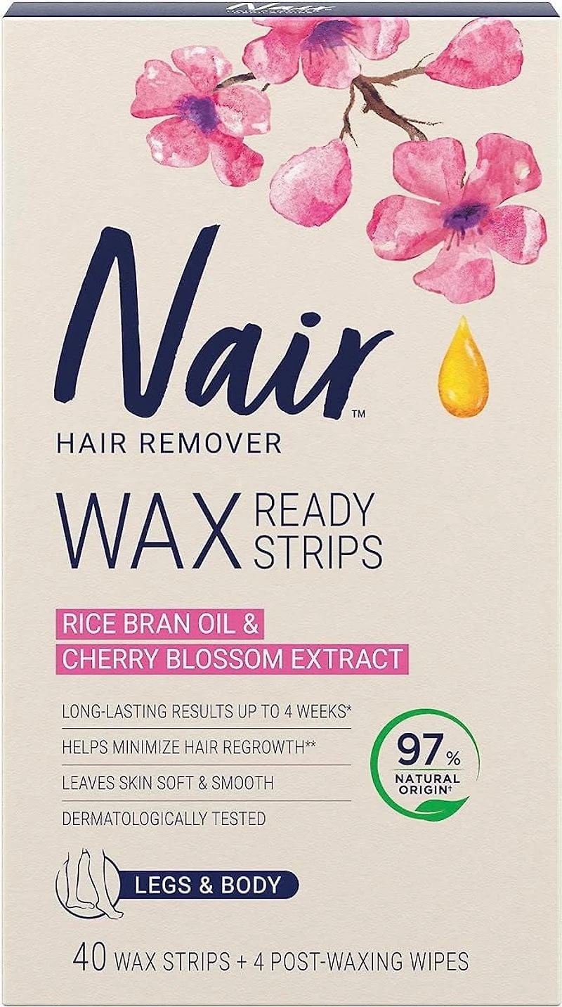 Nair Wax Ready Strips Legs And Body Hair Remover, 40 Strips