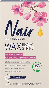 Nair Wax Ready Strips Legs And Body Hair Remover, 40 Strips