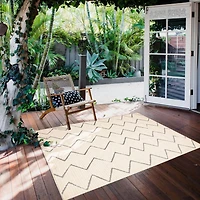 ECARPET Indoor/Outdoor for Balcony, Patio and Garden Raya Ivory Rug