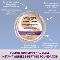 COVERGIRL Fond de teint Simply Ageless Instant Wrinkle Defying avec complexe hyaluronique, vitamine C et niacinamide - SPF 28, 100% sans cruauté
