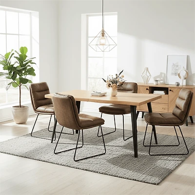 Homy Casa - Ensemble de 4 chaises de salle à manger rembourrées, pieds en métal antirouille et patins ajustables
