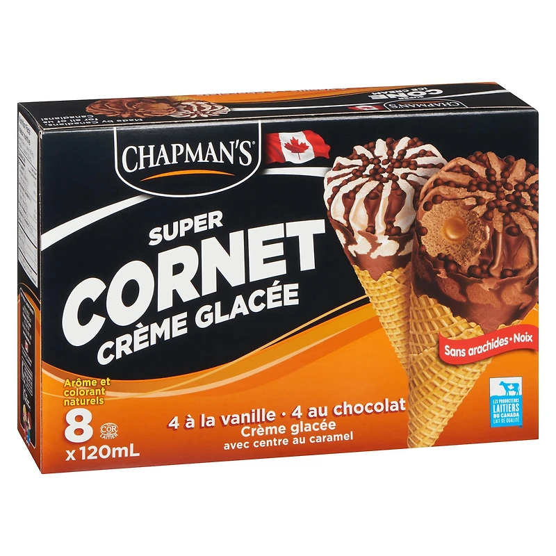 Chapman's Super Caramel Centre Ice Cream Cone in a Box, 8 x 120mL