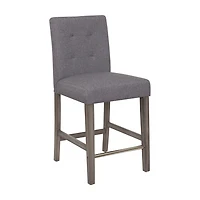 CorLiving Leila Upholstered Indoor Counter Height Bar Stool with Tufted Back and Wood Legs - Sold Individually