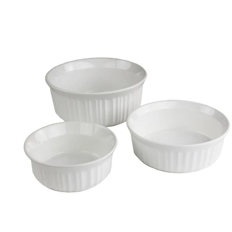Plats de cuisson French White de CorningwareMD, ensemble de 3 pièces Grès céramique durable