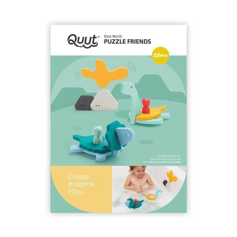 Quut - Puzzle Friends Monde Dino - Thème Dinosaure Aquatique - Mousse Douce - 12 Pièces - 10 Mois+ - Jouet Éducatif avec Marionnettes à Doigt - Stimule l'Imagination, le Vocabulaire & les Compétences