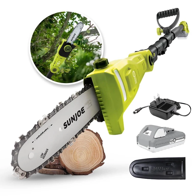 Sun Joe Scie à chaîne sans cordon à manche télescopique Sun Joe 24V-PS8-LTE, 24V, 20,3cm, 2Ah