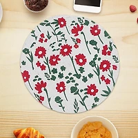 IH Casa Decor Printed Round Cotton Rope Placemat Red Floral - Set of 12