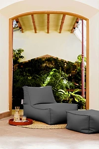 Gouchee Home Chamonix Pouf extérieur/intérieur – Pouf charbon hydrofuge avec rembourrage en billes de polystyrène, léger pour la terrasse, le porche ou le salon