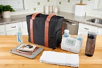 Dr. Brown's Breast Pump Carryall Storage Diaper and Tote Bag - Black and Leather Brown